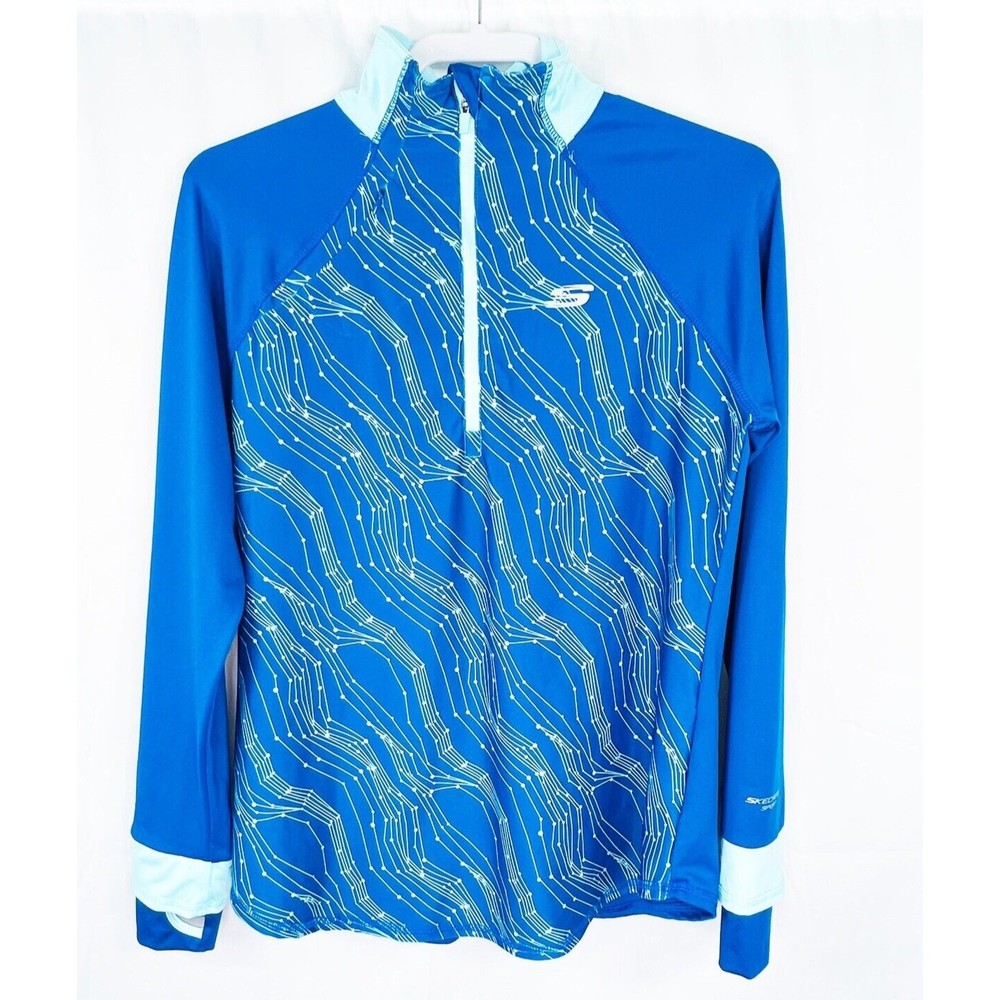 Skechers Sport Women's Blue Teal 1/4 Zip Long Sleeve Activewear Shirt Size M